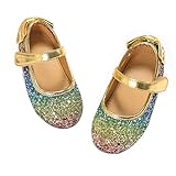 ESTINE Mary Jane Flats for Little Kids Toddler Baby Girls Glittery Dress Princess Ballet Shoes(6 M,