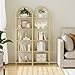 Homhedy Bookshelf Arched Display Racks,Metal Bookcase,Tempered Glass Shelves,Storage Rack Shelf for Home Office,Living Room,Bedroom, Bathroom,Modern Style (Golden, 11.8