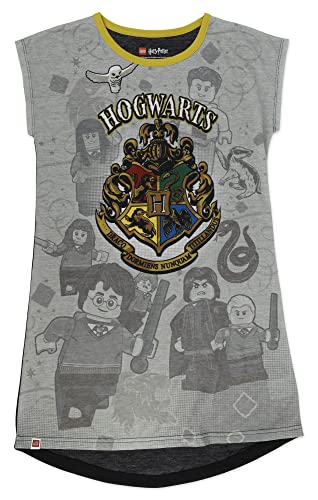LEGO Harry Potter, Girls Pajama Dorm Nightshirt with Short Sleeves, Black, Little Kid Size 7/8