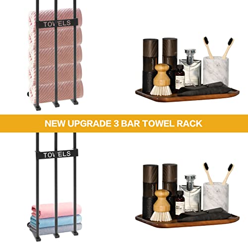 Modern-Depo Bathroom Towel Rack New Upgrade 3 Bar Towel Holder for Rolled Towels, Wall Mounted Towel-Rack Storage for Folded Large Towel Washcloths, Black