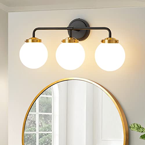 Photo 1 of Black Gold Bathroom Light Fixtures Above Mirror