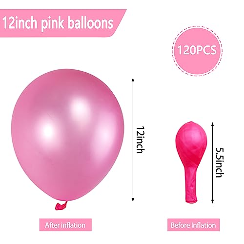 Image of 120 Pack Pearl Pink Balloons, Bright 12 inch Royal Pink Latex Party Balloons for Birthday Wedding Baby Shower Halloween.