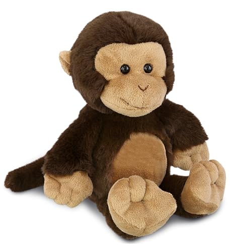 DolliBu Plush Monkey Stuffed Animal - Super Soft Stuffed Animal Monkey Doll, Brown Wildlife Animal Toy, Fluffy Plush Toy for Boys and Girls, Cute Doll Gift for Birthdays, Baptism - 9 Inches