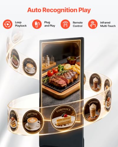 Image of VEVOR 55 in Indoor Digital Signage 4K Floor Stand Advertising Display Kiosk, WiFi HDMI /USB Input Android OS, 178 Wide View, LCD Touchscreen Interactive Monitor, Mobile Commercial Totem Poster