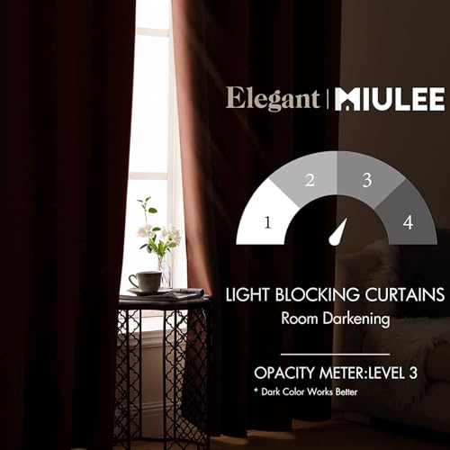 Image of MIULEE Caramel Blackout Bedroom Curtains Drapes 84 Inch Long 52 inchx84 inch | Grommet Top, Room Darkening Window Drapes, Privacy Protection, Thermal Insulated, Heat Blocking, Light Blocking