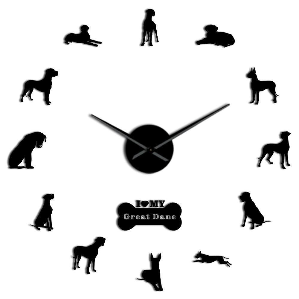 Horloge murale Dogue Allemand 3D grand format doré pour déco salon chic