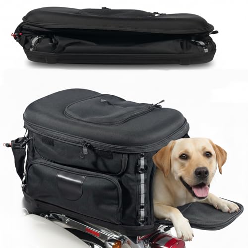 Motorcycle Dog Carrier Foldable Cat Pet Crate Motorcycle Riding Travel Luggage Bag for Road King Street Glide Passenger Seat Sissy Bar Luggage Rack Touring Trike 20lb Pet