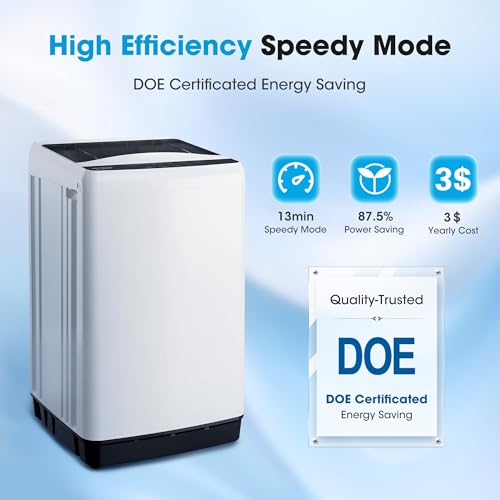 Image of 15.7lbs Portable Washing Machine, Full-Automatic Portable Washer,10 Wash Programs 6 Water Levels,Top Load Clothes Washer with Drain Pump for Apartment Bathroom, Dorms