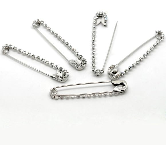 Agrafka, 58×12mm 50 szt. Duża agrafka, prosta biała inkrustowana K(30pcs)