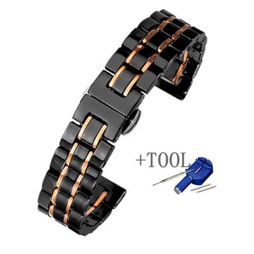 Bracelet de montre en céramique universel avec boucle déployante acier solide - 2