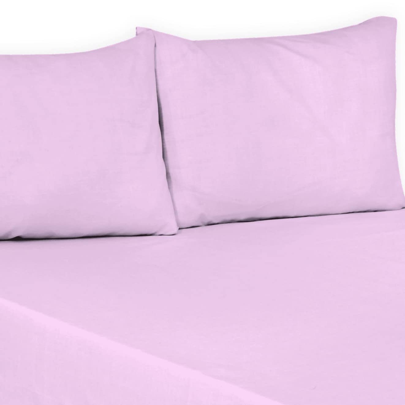 Polycotton Plain Dyed Flat Bed Sheets Luxury Quality Soft Easy Care Flat sheets in Single, Double, King, Super King size (Lilac, Single: (178cm x 250cm) Approx.)