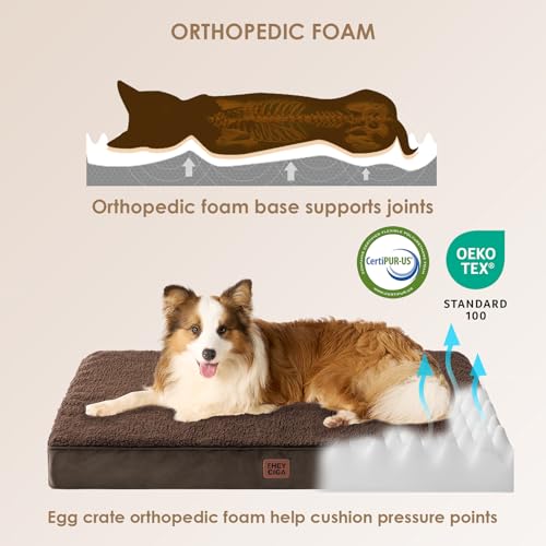 Image of EHEYCIGA Orthopedic Dog Bed Large with Removable Washable Cover, 36IN Brown