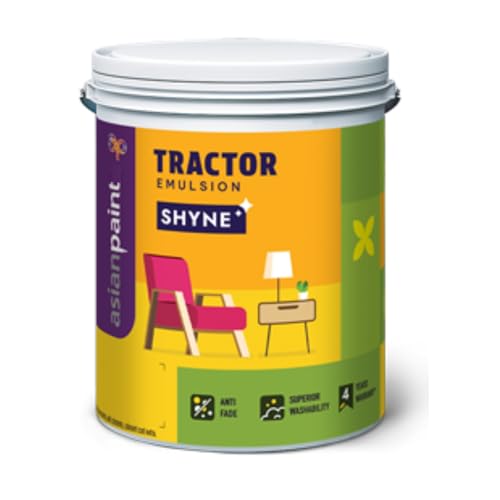 Image of Asian Paint Tractor Emulsion Shyne Economy Emulsion - Affordable | Good Coverage, Smooth Finish | 10 Liter (White)