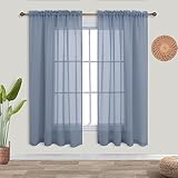 KOUFALL Nursery Curtains Baby Boys Room,Light Dusty Blue Sheer Classroom Curtains for Windows,63 Inch Length 2 Panel Set