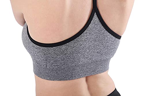 Image of AKAMC Women's Cross Back Sport Bras,Adjustable Straps Padded Criss Cross Cropped Bras for Yoga Workout Fitness