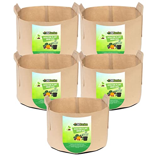 5-Pack 30 Gallon Grow Bags/Aeration Fabric Pots w/Handles (260GSM...