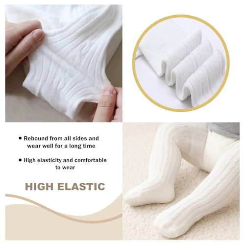 Image of SYGA Baby Tights For Girls Soft Cotton Infant Leggings Toddler Solid Knit Stockings Socks Newborn Warm Crochet Pants