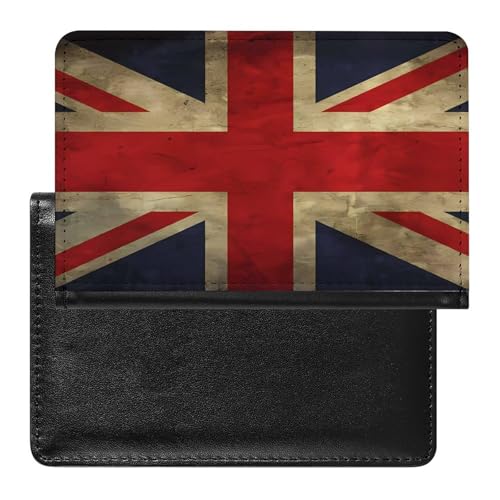 Portadocumentos de viaje con bandera británica, de piel sintética, con bolsillo frontal minimalista, cartera para pasaporte, funda delgada y plegable