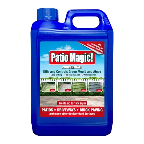 HOCHSTE Patio Magic Powerful Outdoor Surface Cleaner Kills & Controls Green Mould & Algae Concentrated Formula Long-Lasting Protection Ideal For Multiple Outdoor Hard Surfaces 2.5L