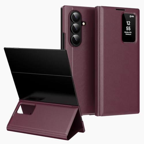 Coque Galaxy Z TriFold housse de protection cuir rouge avec fente carte