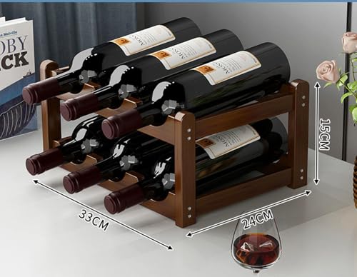 Soporte para botellas de vino de bambú resistente para encimera miniatura 2