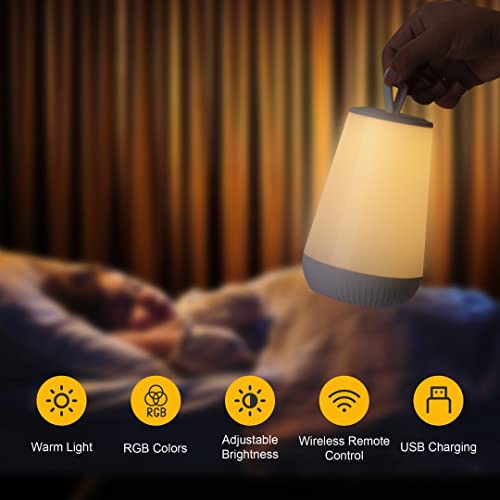 Image of Touch Lamp, Portable LED Night Light with Quick USB Charging Port, 5 Level Dimmable Warm White Light & 13 Color Changing RGB for Bedroom Living Room Outdoor Camping