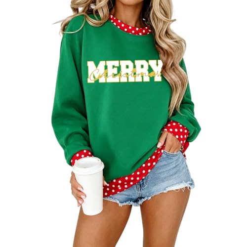 Christmas Sweatshirt for Women Crew Neck Lounge Polka Dot Sweatshirt - image 1