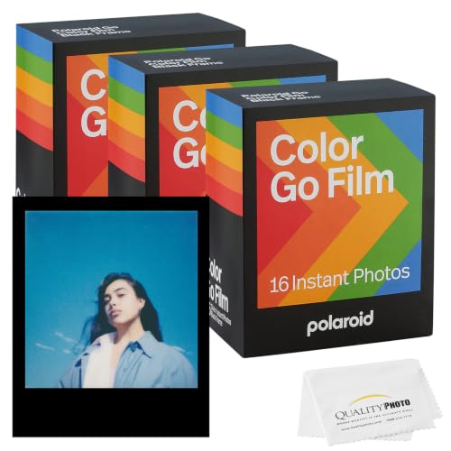 Película Polaroid Go Color con marco negro + paño de microfibra para limpieza (compatible con cámaras Polaroid Go) – Paquete de 3 (48 películas) miniatura 1