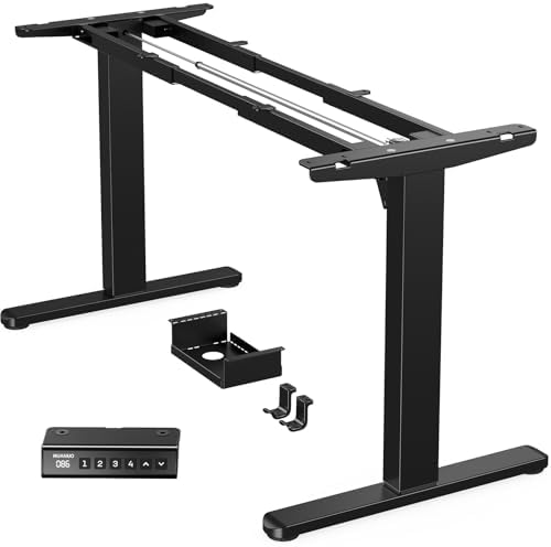HUANUO Höhenverstellbarer Schreibtisch Gestell mit Bürstenlosem Motor | 100 kg Tragfähigkeit,für Tischplatten 110–200 cm,leiser Lauf, robuste Stahlkonstruktion, einfache Montage
