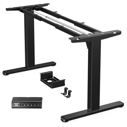 HUANUO Bureau Assis Debout Électrique,Cadre de Bureau Deboutavec Moteur sans Balais,Cadre Réglable en Hauteur avec Capacité de 100 kg pour Plateaux de 110 * 220 cm, Cadre Seul