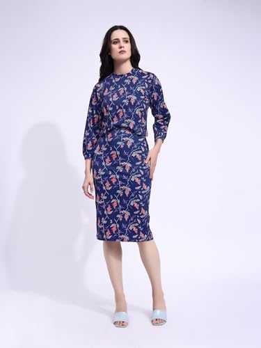 Image of PURVAJA Women's Puff Sleeve Midi Printed Co-Ords