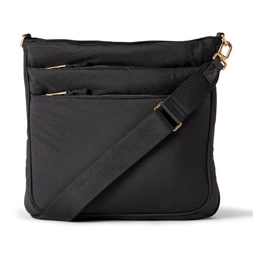 Amazon Essentials Women's Slim Nylon Crossbody Bag, Black, One Size