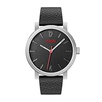 HUGO Analogue Quartz Watch for Men #RASE Collection with Black Leather Strap - 1530115