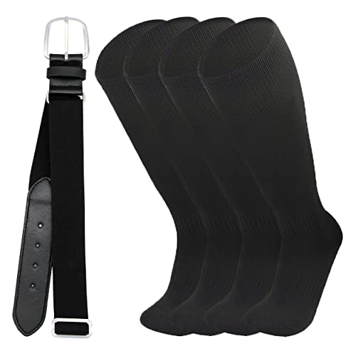 XTBPQMX Baseball/Softball Socks and Belt Combo Set Adult Sizes Multi-sport Cushioned Socks (2 Pairs of Socks & 1 Belt)