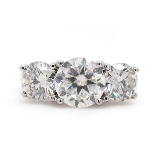 SAVEARTH DIAMONDS 3 Carat Round Cut Lab Created Moissanite Diamond Three Stone Engagement Ring for Women In 10K Or 14K Solid Gold Jewelry (VVS1 Clarity, 3.00 Cttw)2