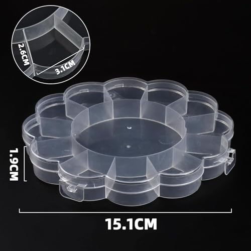 Image of 12 Grids Clear Plastic Bead Storage Containers，XOOBIU Nail Box Storage Case Container, Floral Pattern Flip Top Jewelry Boxes Organizers for Jewelry Making and Crafts，Beads Rings Earrings