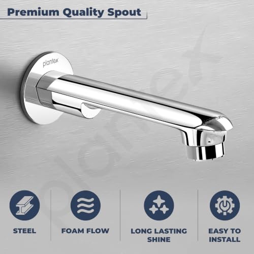 Image of Plantex Bath Tub Spout with Wall Flange /Single Lever Spout /High Flow Tap for Bathroom /Kitchen - (Chrome)