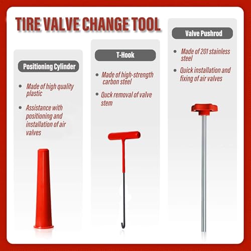 Image of Tire Valve Stem Quick Replacement Tool Kit（51025）, Valve Stem Installation Tool for Cars, Trucks,ATVs,etc. with 4PCS TR413 Valve Stems.