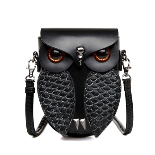 Sac à bandoulière hibou punk amovible en cuir synthétique