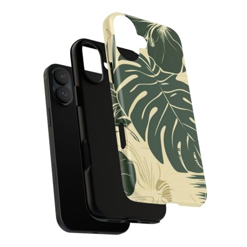 Coque iPhone 16 Plus rigide mate à motif feuilles tropicales et fleurs - 3