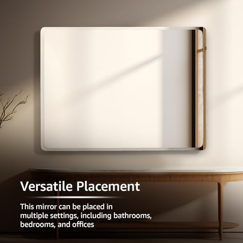 Image of Amazon Basics Frameless Rectangular Wall Mirror, 24 x 18 Inch, Unframed Beveled Edge Glass, Decorative Mirror for Bathroom, Bedroom, Entryway, Living Room & Dressing Room