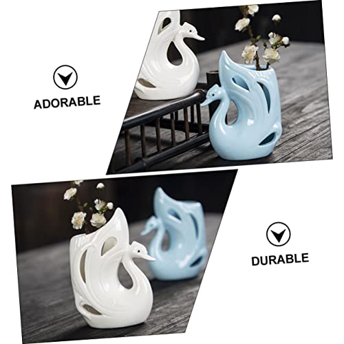 Cabilock 2Pcs Swan Ceramic Vase Plant Vase Office Decore Pottery Vase Swan Flower Pot Dry Flowers For Decoration Indoor Flower Vase Multifunctional Home Decor Flower Container Desktop Vase #TOP3