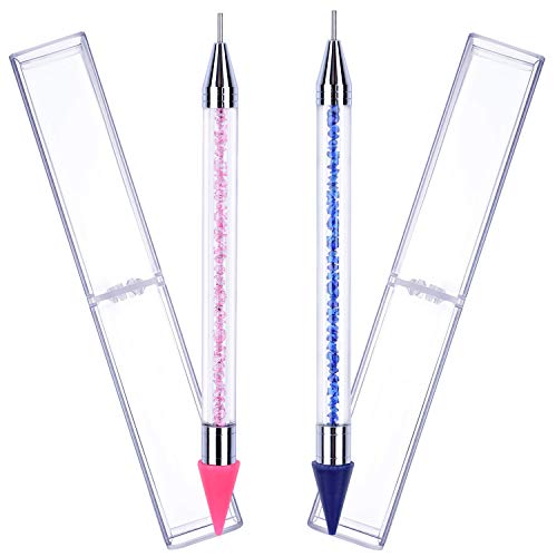 YOANKU Wax Nail Rhinestones Picker Pencil (2 Pieces) Dual-ended Nails Art Design Dotting Pen Manicure Nail Art Tools
