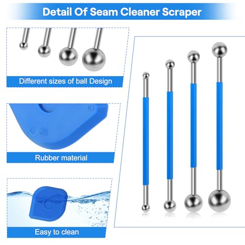 9 Stück Werkzeug Schaber Kit Fugenglätter Set，Metallkugel Abzieher & Silikon Fugenglätter，Dichtmittelelentferner，Caulking Werkzeug Kit，Silikon Fugen Abzieher für Porzellanbohrspalten