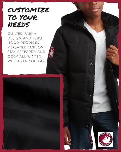 Image of CANADA WEATHER GEAR Boys' Puffer Jacket - Insulated Winter Nylon with Faux Fur Lining - Outerwear Ski Jackets for Boys (8-20)