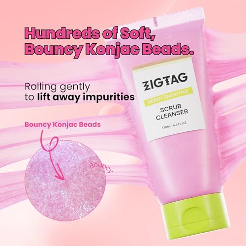 Image of 4-in-1 Konjac Jelly Face Cleanser - Gentle Daily Exfoliating, Deep Cleansing, Pore Care & Makeup Removal | Berry Smoothie Texture with Raspberry & Vitamin B+C+E Complex | Dermatologist-Tested - 130 ML