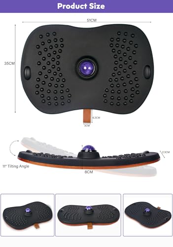 Image of Balance Board for Standing Desk with Massage Ball, Anti-Slip Wobble Board for Office & Home, 360 Rotation Wooden Core Mat for Foot Pain Relief & Anti-Fatigue, Supports 300 lbs