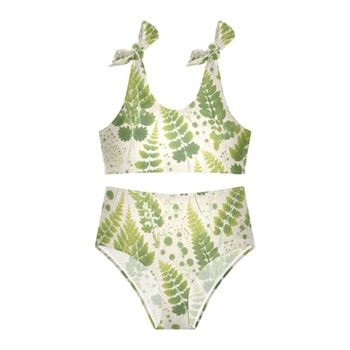 KLL Fern Leaf Equisetum Clover Leaves Girls' Two Piecing Bikini Sets Quick-Dry Swimsuits Swimwear Cute Shoulder Strap3