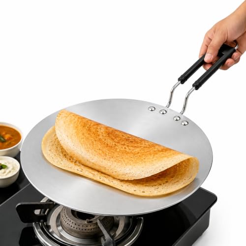 Image of Stainless Steel Tawa | 26cm,1Kg, 4mm |Induction Friendly | 3-Layer Body, 100% Toxin-Free, No Chemical Coating, Easy to Clean, Less Oil Usage | Roti, Paratha, Chapati |