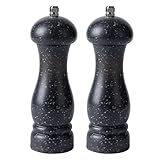 Salt and Pepper Grinder Set, 2Pcs Manual Salt and Pepper Mills, Marble Pattern Salt and Pepper Shakers(Black)